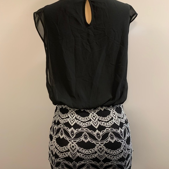 Women junior silver black high- low Bodycon mermaid maxi dress size (M) - Picture 7 of 11